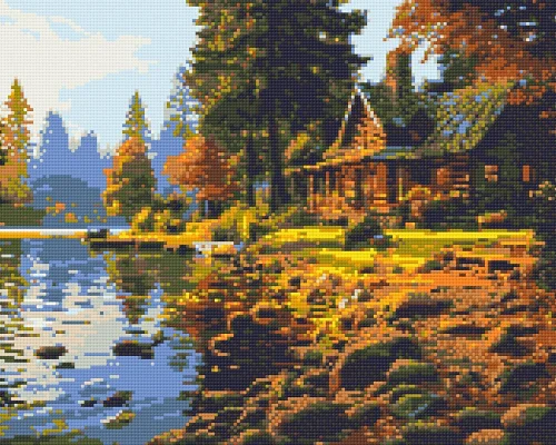 Алмазна мозаїка Будинок у лісі 40x50 см Орігамі (OD31250)