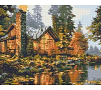 Алмазна мозаїка Будинок біля річки 40x50 см Орігамі (OD31710)