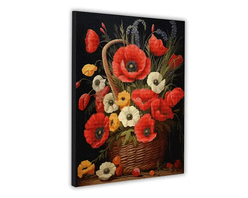 Картина за номерами з алмазною мозаїкою Кошик з маками 40x50см Santi (954933)