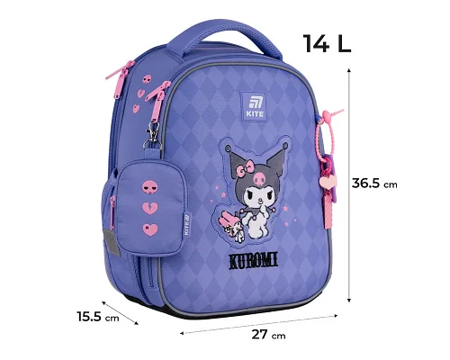 Рюкзак шкільний каркасний Kite котик Kuromi 36 см (HK25-555S-2)