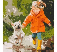 Картина за номерами Біг по калюжах art_selena_ua 40х40 Ідейка (KHO8635)