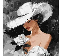 Картина по номерам Белая роза art_selena_ua 40х40 Идейка (KHO8637)