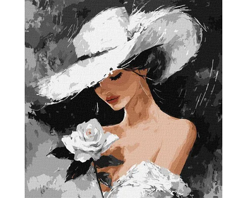 Картина по номерам Белая роза art_selena_ua 40х40 Идейка (KHO8637)
