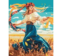 Картина за номерами Дівчина з квітковим вінком Український сюжет 40x50 см Оригамі (LW31950)