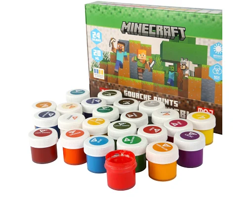 Фарби гуашеві Yes Minecraft 24 кольорів по 20 мл (230409)