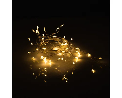 Електрогірлянда Yes! Fun Кластер на мідному дроті 50 LED тепло-біла1 м статична батарейки (975017)