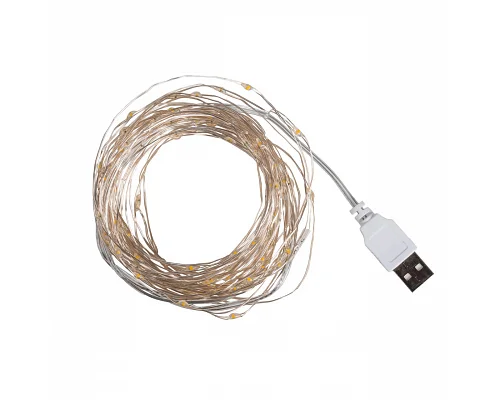 Електрогірлянда Yes! Fun Нитка на мідному дроті 100 LED тепло-біла 10 м статична, USB (975035)