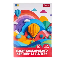 Набір кольорового картону та паперу 1Вересня Classic 17 аркушів А4 папка (954902)