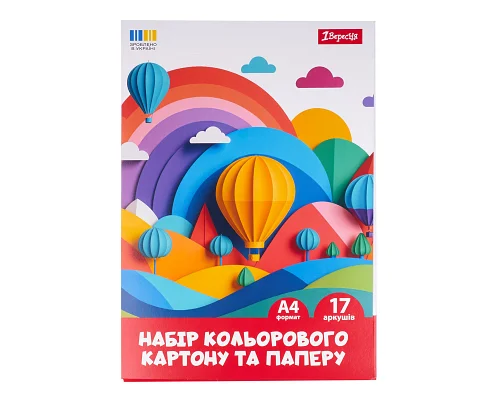 Набір кольорового картону та паперу 1Вересня Classic 17 аркушів А4 папка (954902)