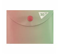 Папка-конверт YES A7 на кнопке Fusion розово-зеленая (492299)