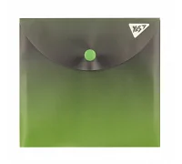 Папка-конверт YES B6 на кнопке Fusion серо-зеленая (492300)