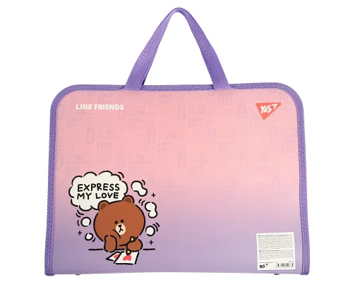 Папка-портфель Yes FC на блискавці з тканинними ручками Line Friends (492315)