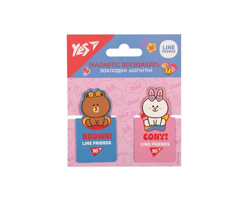 Закладки магнитные YES Line Friends, высечка, 2 шт (708399)