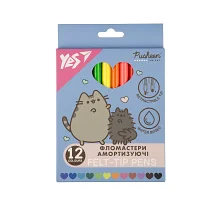 Фломастеры Yes 12 цветов Pusheen, амортизирующие (650581)