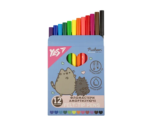 Фломастеры Yes 12 цветов Pusheen, амортизирующие (650581)