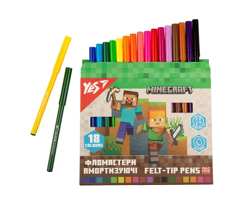 Фломастери Yes 18 кольорів Minecraft, амортизуючі (650584)
