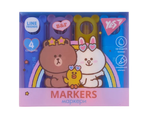 Маркер текстовый Yes Line Friends набор 4 шт (391105)