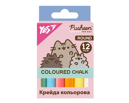 Крейда кольорова Yes Pusheen 12 штук кругла (400556)