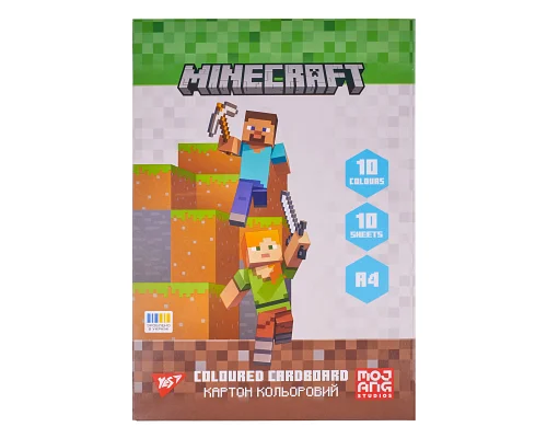 Картон кольоровий односторонній Yes Minecraft 10 аркушів А4 папка (955455)