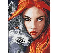 Алмазна мозаїка Руда з вовком art_selena_ua 40х50 Ідейка (AMO8239)