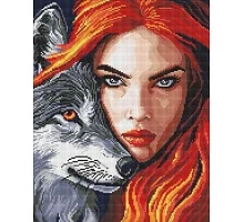Алмазна мозаїка Руда з вовком art_selena_ua 40х50 Ідейка (AMO8239)