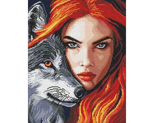 Алмазна мозаїка Руда з вовком art_selena_ua 40х50 Ідейка (AMO8239)