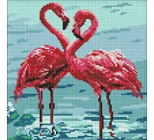 Алмазна мозаїка Яскраві фламінго art_selena_ua 30х30 Ідейка (AMO8261)