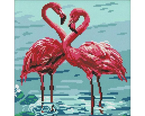 Алмазна мозаїка Яскраві фламінго art_selena_ua 30х30 Ідейка (AMO8261)