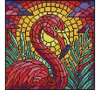 Алмазна мозаїка Вітраж. Фламінго art_selena_ua 30х30 Ідейка (AMO8318)