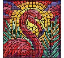 Алмазна мозаїка Вітраж. Фламінго art_selena_ua 30х30 Ідейка (AMO8318)