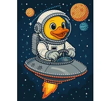Алмазна мозаїка з частковою викладкою Качка в космосі art_selena_ua 15х20 Ідейка (AMV1202)