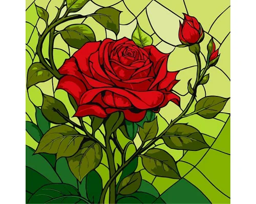 Картина за номерами Вітраж. Троянда art_selena_ua 30х30 Ідейка (KHO3320)
