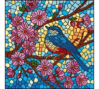 Картина по номерам Витраж. Синица art_selena_ua 30х30 Идейка (KHO5164)