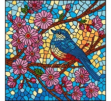 Картина по номерам Витраж. Синица art_selena_ua 30х30 Идейка (KHO5164)