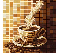 Картина за номерами Вітраж. Кава art_selena_ua 30х30 Ідейка (KHO5166)