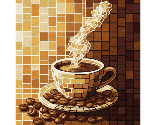 Картина за номерами Вітраж. Кава art_selena_ua 30х30 Ідейка (KHO5166)