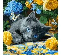 Картина по номерам Голубоглазый котенок art_selena_ua 40х40 Идейка (KHO6795)