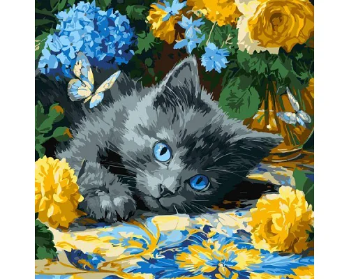 Картина по номерам Голубоглазый котенок art_selena_ua 40х40 Идейка (KHO6795)