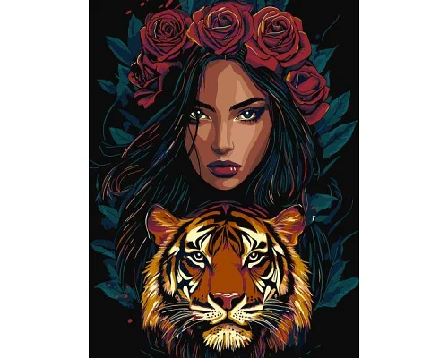 Картина за номерами Хижацький погляд з фарбами металік extra art_selena_ua 30х40 Ідейка (KHO8481)