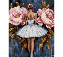 Картина по номерам Балерина с розовыми пионами с красками металлик extra art_selena_ua 40х50 Идейка (KHO8662)