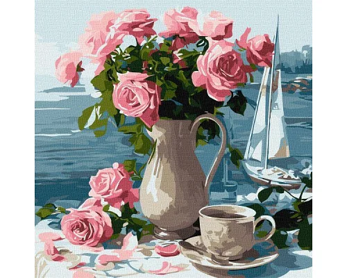 Картина за номерами Ранкові троянди art_selena_ua 40х40 Ідейка (KHO5741)