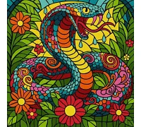 Картина по номерам Витраж. Тропическая кобра art_selena_ua 30х30 Идейка (KHO5170)