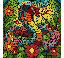 Картина по номерам Витраж. Тропическая кобра art_selena_ua 30х30 Идейка (KHO5170)