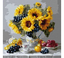 Картина по номерам Подсолнухи с виноградом art_selena_ua 40х40 Идейка (KHO3329)