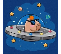 Картина за номерами Капібара в космічній тарілці 30х30 Ідейка (KHO1292)