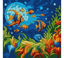 Картина по номерам Витраж. Морской мир art_selena_ua 30х30 Идейка (KHO5171)