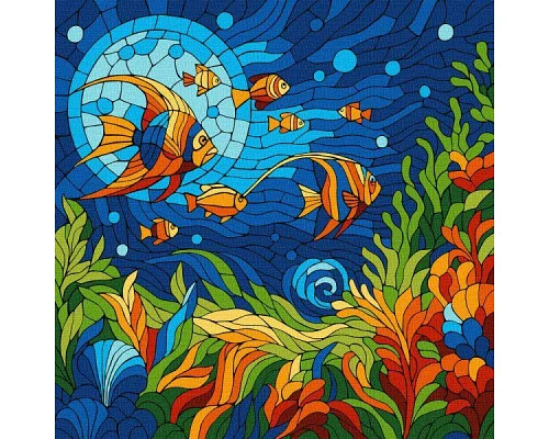 Картина по номерам Витраж. Морской мир art_selena_ua 30х30 Идейка (KHO5171)