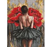 Алмазна мозаїка Балерина з червоними півоніями art_selena_ua 40х50 Ідейка (AMO8356)