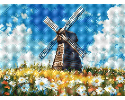 Алмазна мозаїка Млин посеред поля art_selena_ua 30х40 Ідейка (AMO8304)