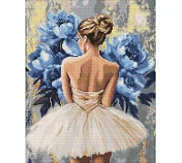 Алмазна мозаїка Балерина з блакитними півоніями art_selena_ua 40х50 Ідейка (AMO8350)